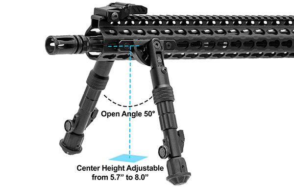 UTGmRECON FLEX Keymod Bipod, Matte Black, 5.7"-8" Center Height