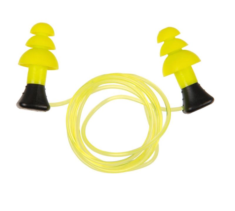 ULTRX Tethered Silicone Ear Plugs, 3-Pairs, Yellow