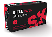 SK Rifle Match Ammunition 22 Long Rifle 40 Grain Lead Round Nose box of 50 Rounds