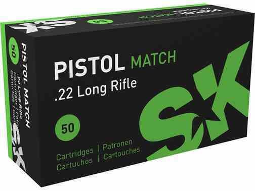 SK Pistol Match Ammunition 22 Long Rifle 40 Grain Lead Round Nose Box of 50 Rounds