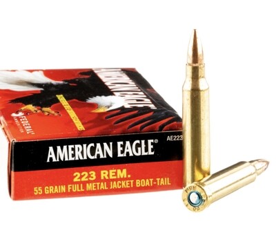 American Eagle . 223 REM, FMJ, 55 Grain - 20 Rounds Box