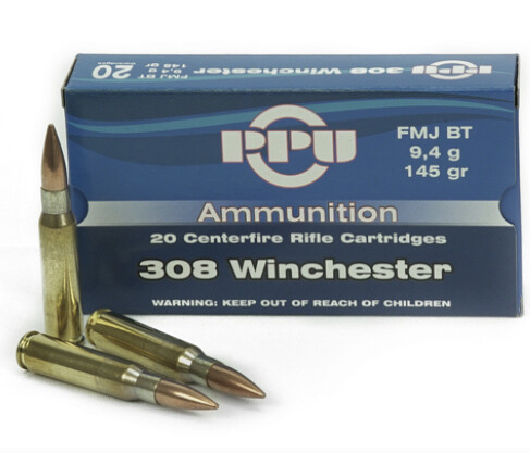 PPU .308 Winchester 145gr FMJ BT (Box of 20 rounds)