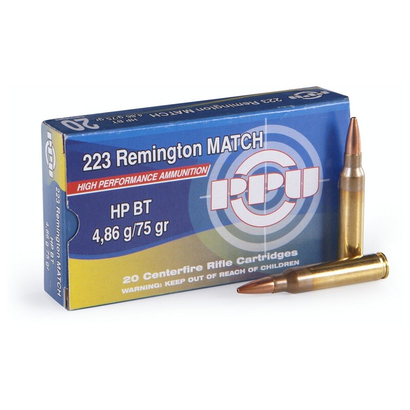 PPU .223 Rem. Match HPBT 75g Box of 20 rounds