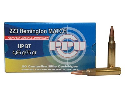 PPU .223 Rem. Match HPBT 75g Box of 20 rounds