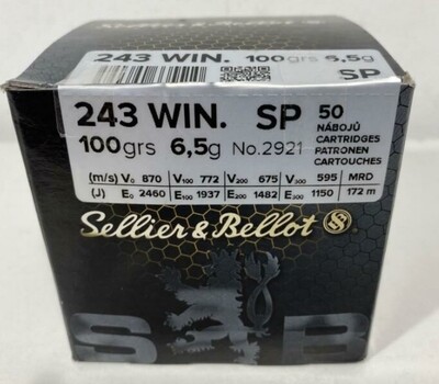 Sellier &amp; Bellot, .243 Winchester, SP, 100 Gr, box of 50 rounds.
