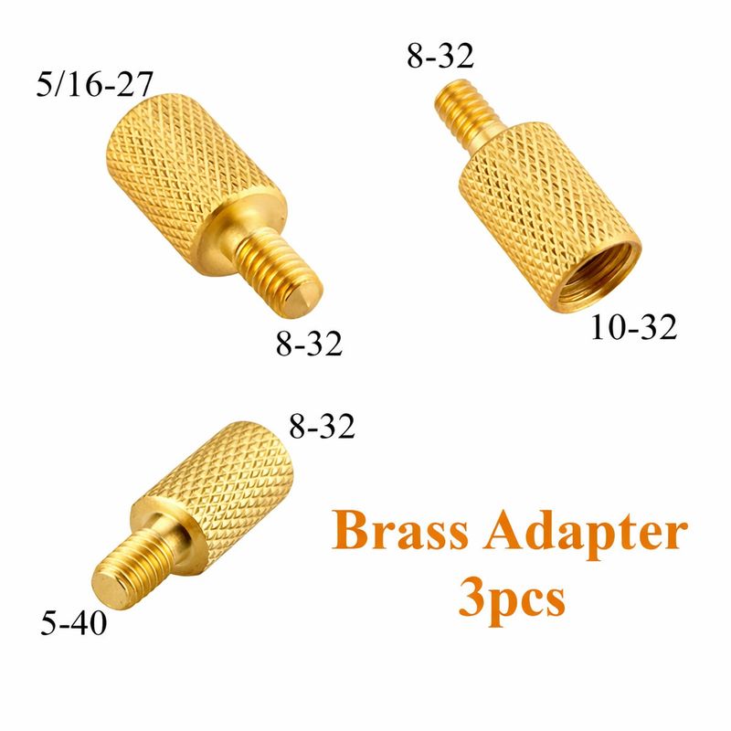 3PCS Brass Gun Cleaning Rod Adapter Set – 8-32, 5/16-27, 10-32, 5-40 Thread Converters