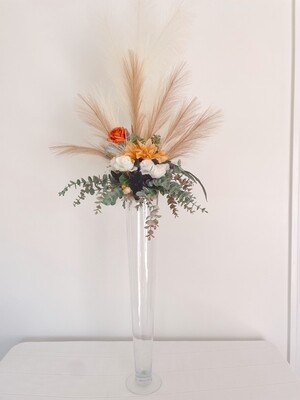 Rustic Romance Pampas Glass Vase Centerpiece (Rental)