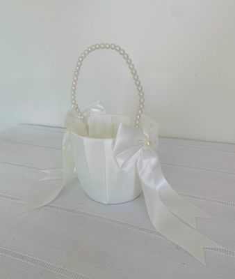 Rustic Romance Pampas Flower Girl Basket (Rental)