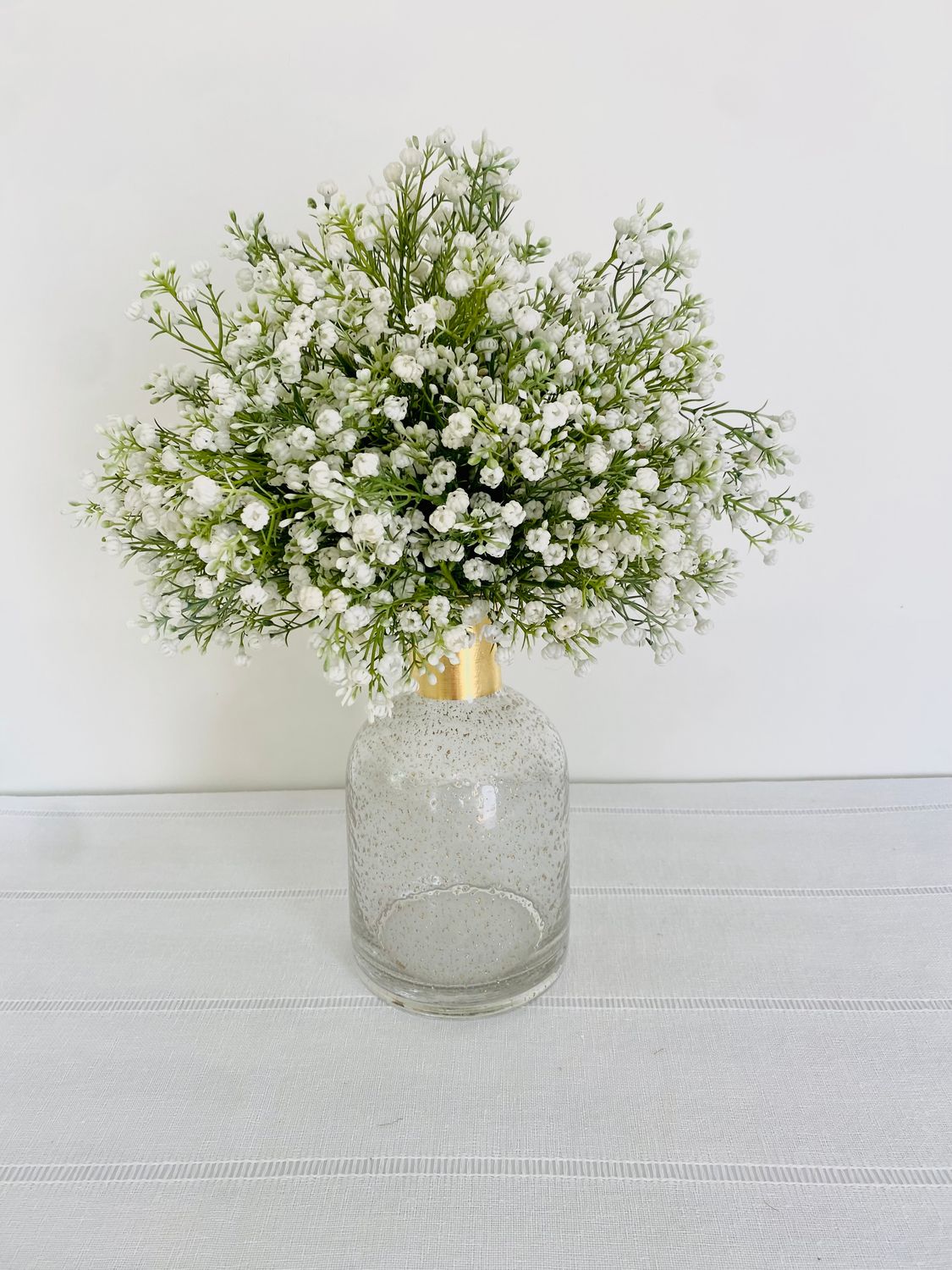 Heavenly Scent Med Glass Vase Baby Breath Centerpiece (Rental)