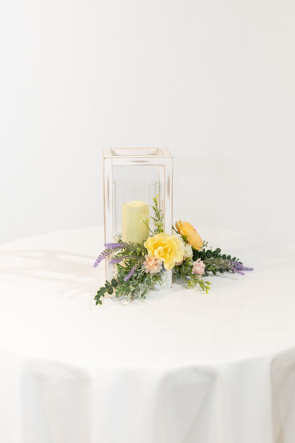 Garden Party Candle Wood Centerpiece (Rental)