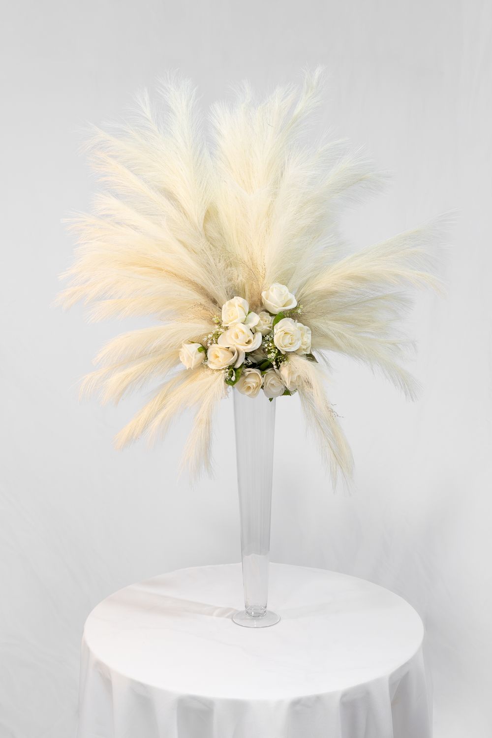 Blushing for You Pampas Large Glass Vase Pampas Centerpiece (Rental)