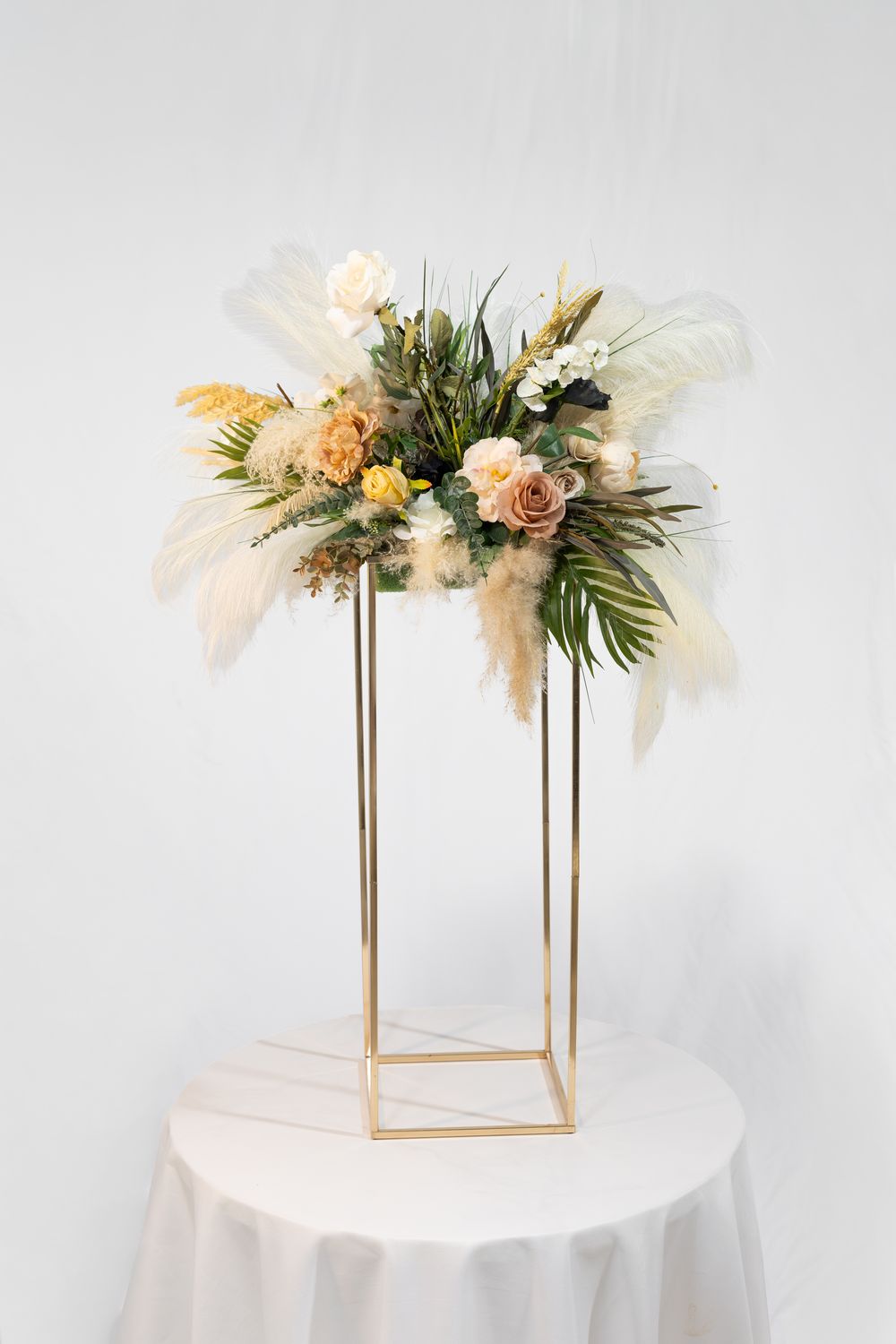Blushing for You Pampas Pillar Stand Centerpiece (Rental)