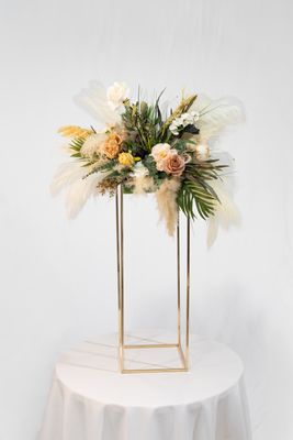 Blushing for You Pampas Pillar Stand Centerpiece (Rental)