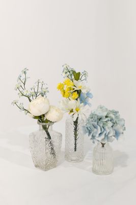 Little Touch of Blue Mini Glass Vase (Set of 3 Rental)