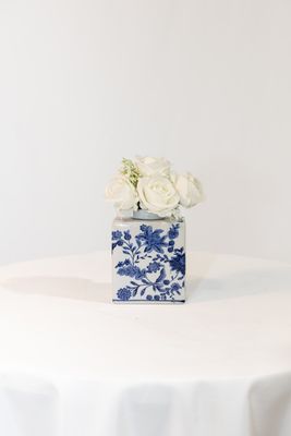 Little Touch of Blue Small Printed Blue Vase (Rental)