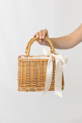 Garden Party Flower Girl Wicker Basket (Rental)