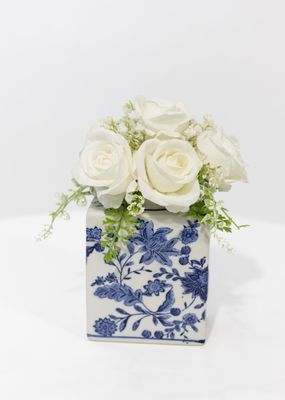 Little Touch of Blue Small Printed Blue Vase (Rental)