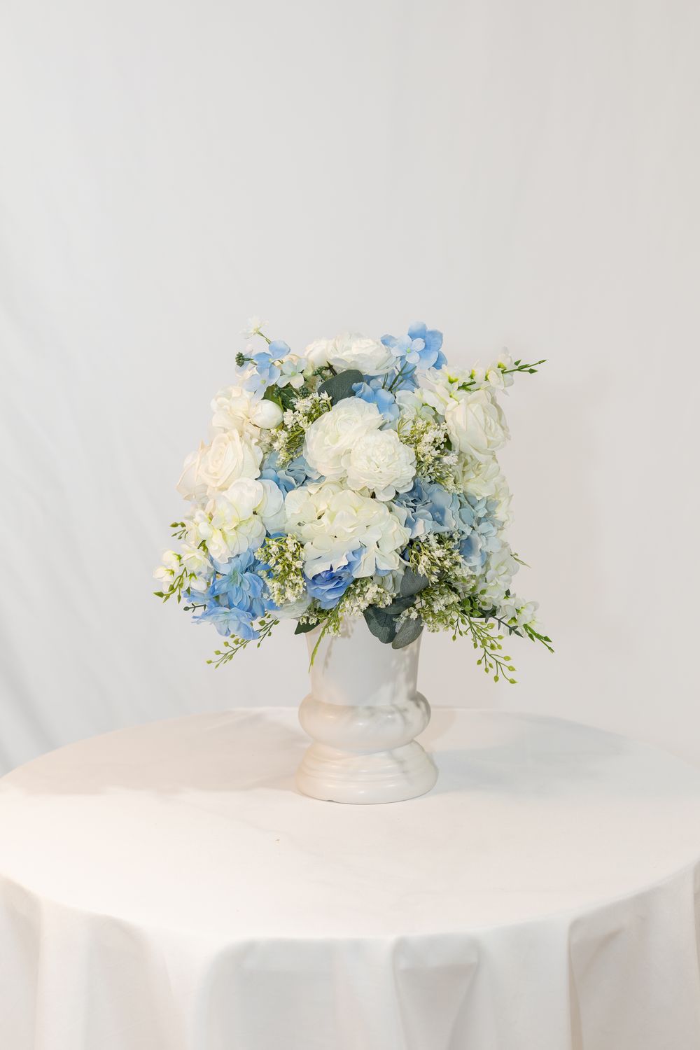 Little Touch of Blue White Ceramic Vase Centerpiece