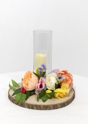 Garden Party Wood Plate Centerpiece (Rental)