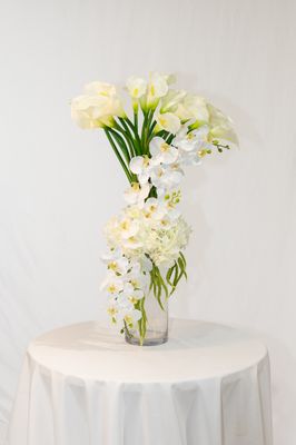 Everlasting Whispers Calla Lily Large Glass Vase Centerpiece (Rental)