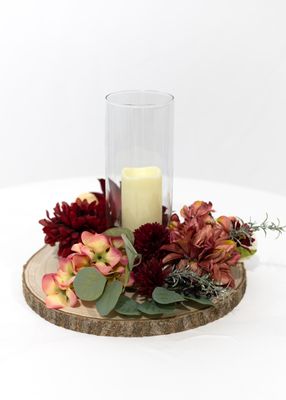 Sweet Merlot Wood Plate Centerpiece (Rental)