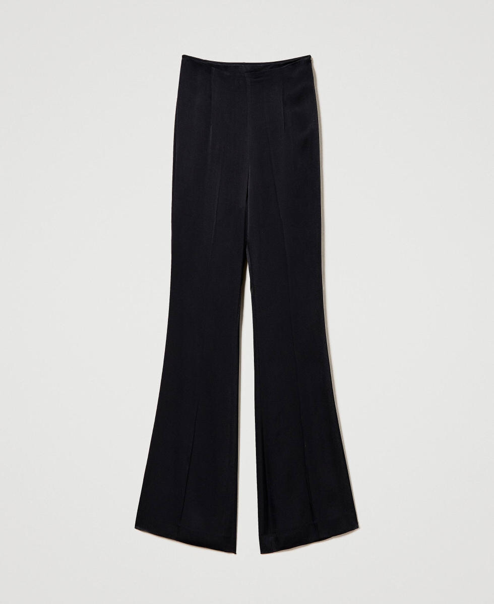 PANTALONI A VITA ALTA IN RASO