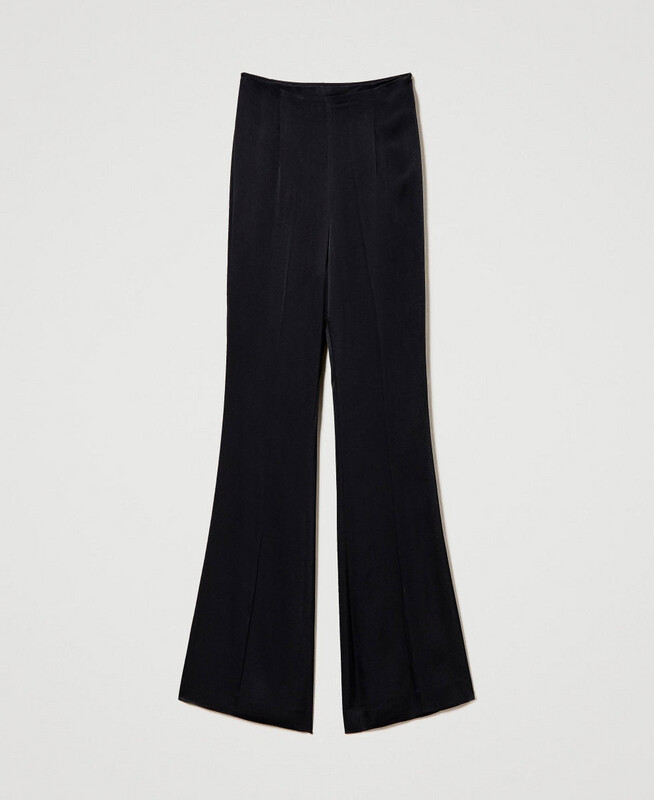 PANTALONI A VITA ALTA IN RASO