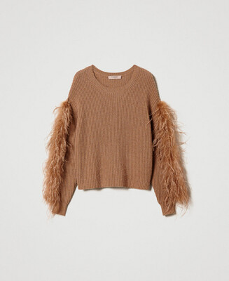 MAGLIA IN MISTO LANA CON PIUME