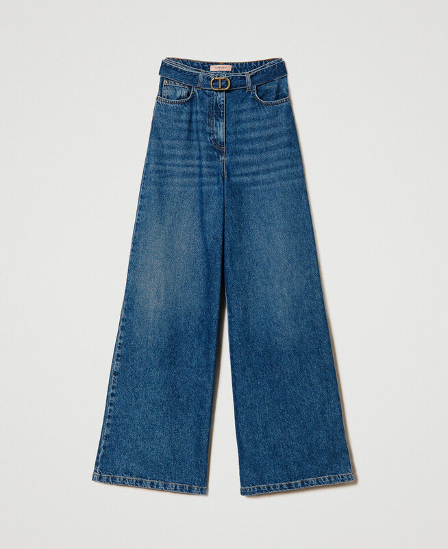 JEANS WIDE LEG CON CINTURA