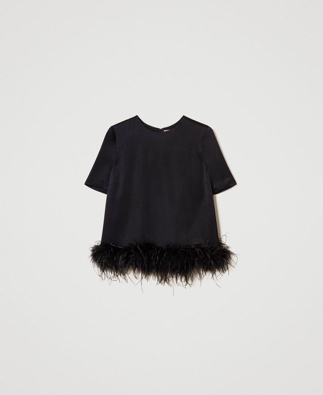 BLUSA IN RASO CON PIUME