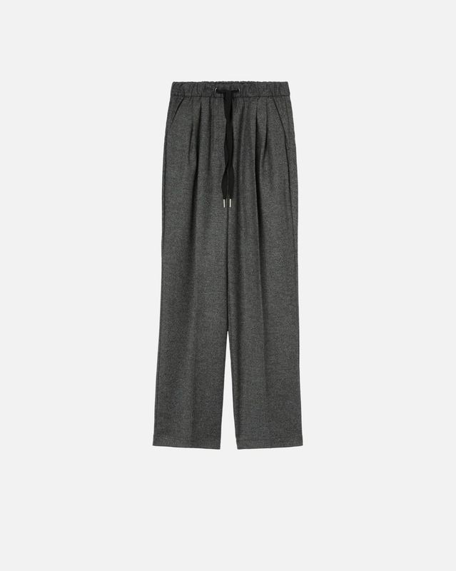 PANTALONI AMPI PULL-ON IN FLANELLA EFFETTO SALE E PEPE