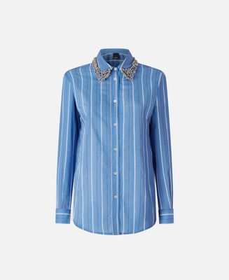 CAMICIA CON COLLETTO RICAMATO CON STRASS