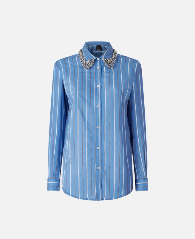 CAMICIA CON COLLETTO RICAMATO CON STRASS