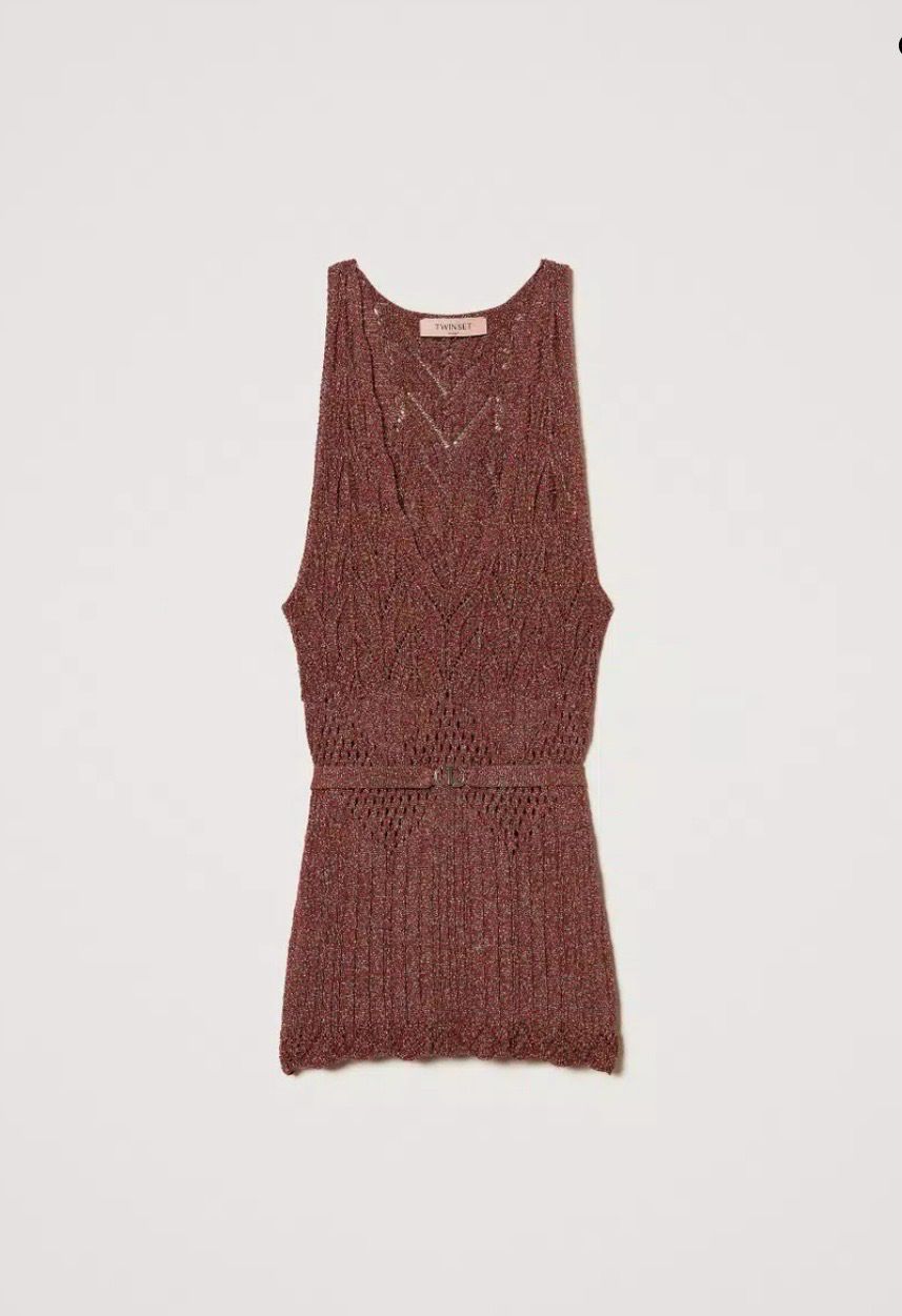 TOP IN MAGLIA CON LUREX E CINTURA