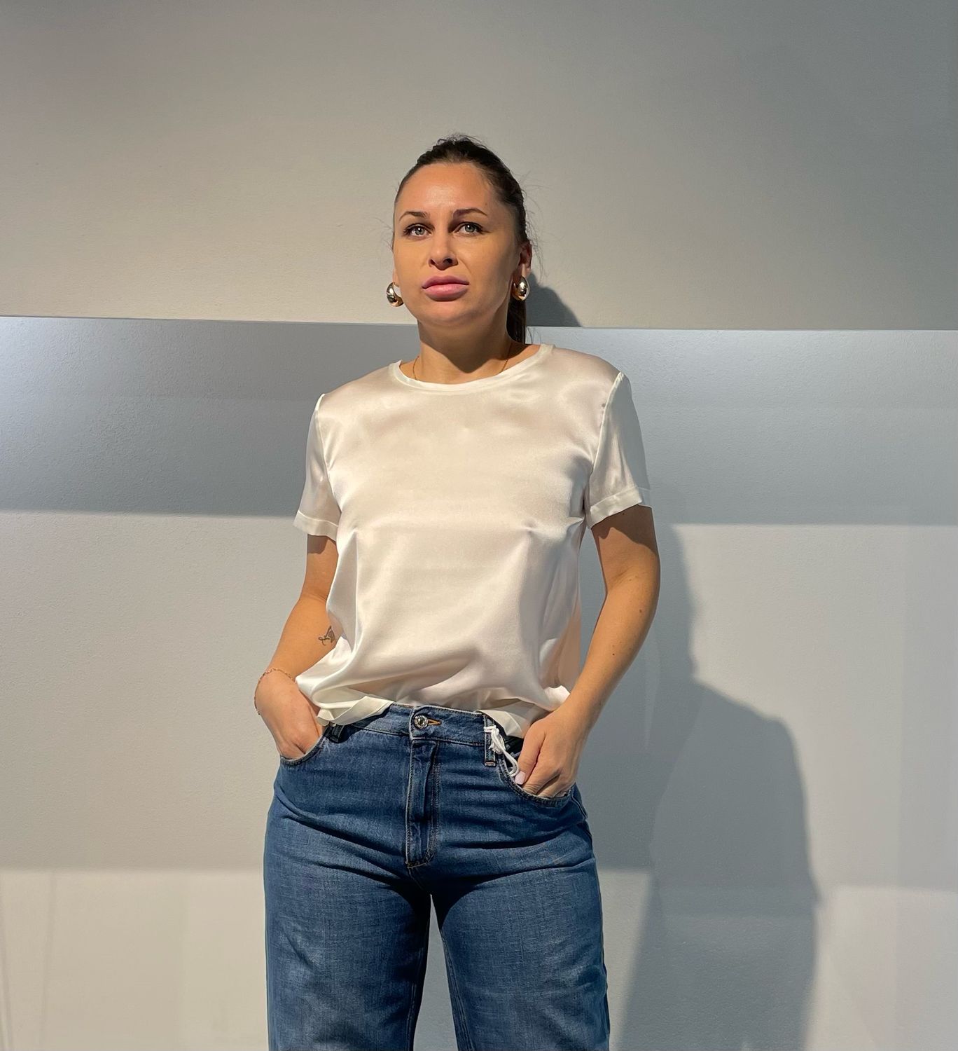 BLUSA AVORIO GIROCOLLO