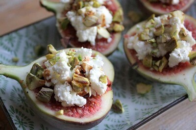 Vijgen, geitenkaas &amp; pistache (V)