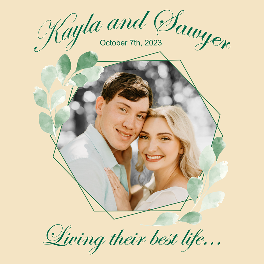 Personalized wedding, engagement, event or other occasion shirt.