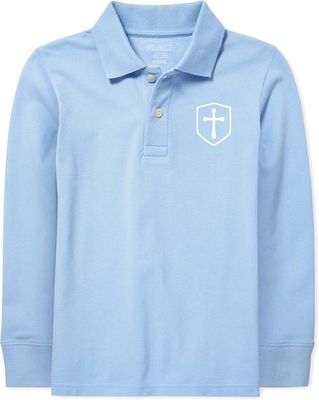 Polo Long Sleeve Light Blue with White Shield Logo