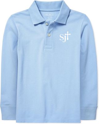 Polo Long Sleeve Light Blue with White Logo