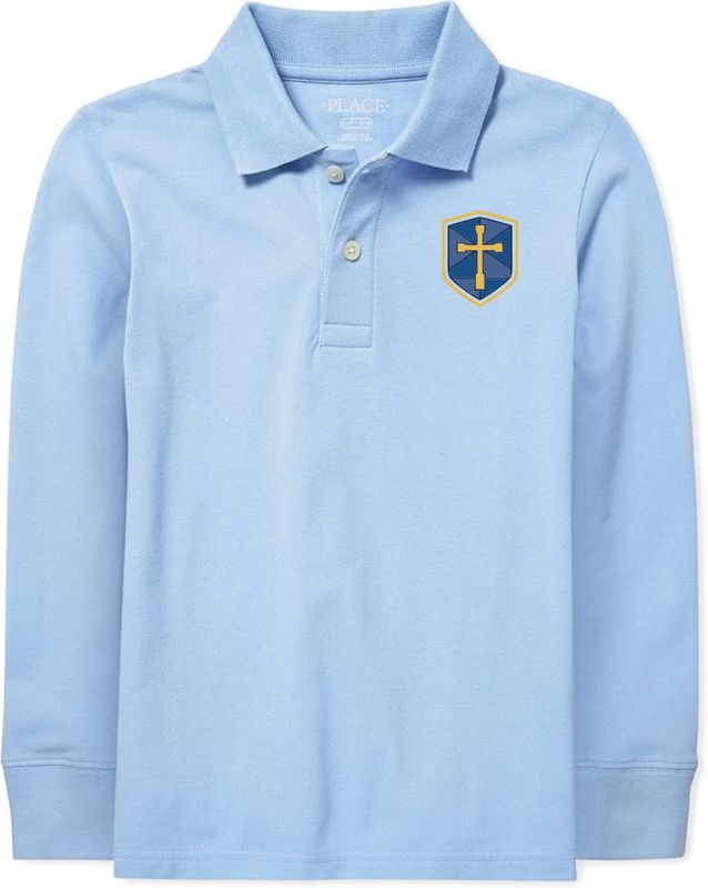 Polo Long Sleeve Light Blue with Blue Shield