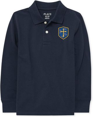 Polo Long Sleeve Navy with Blue Shield
