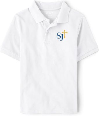 Polo Short Sleeve White with Blue/Gold Logo