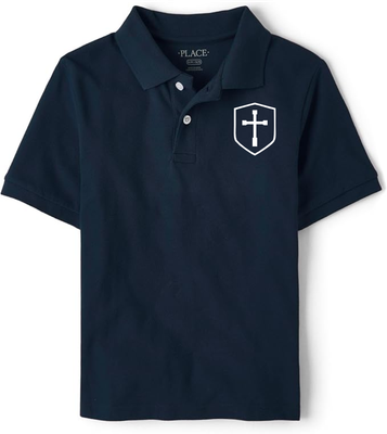 Polo Short Sleeve Navy with White Shield