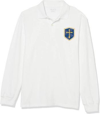 Polo Long Sleeve White with Blue Shield