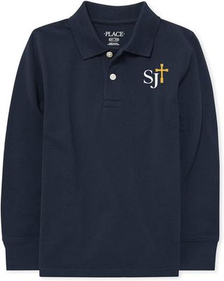 Polo Long Sleeve Navy with White/Gold Logo