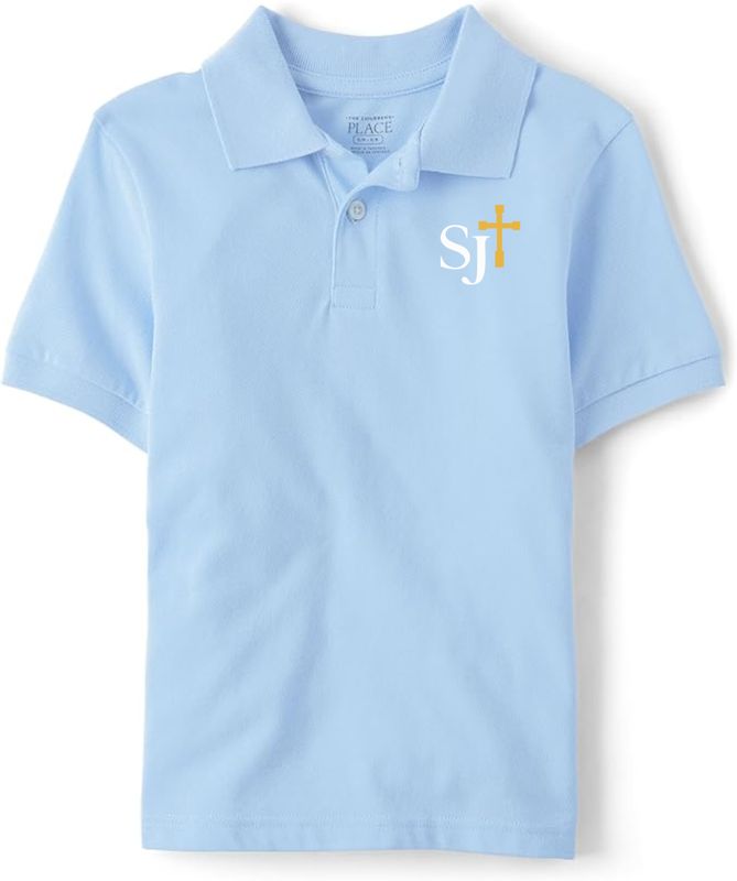 Polo Short Sleeve Light Blue with White/Gold Logo