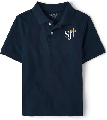 Polo Short Sleeve Navy with White/Gold Logo