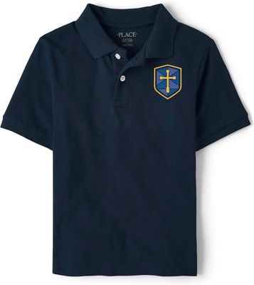 Polo Short Sleeve Navy with Blue Shield