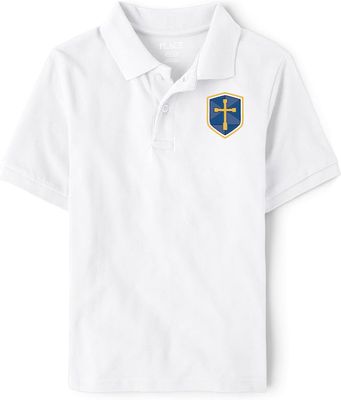 Polo Short Sleeve White with Blue Shield