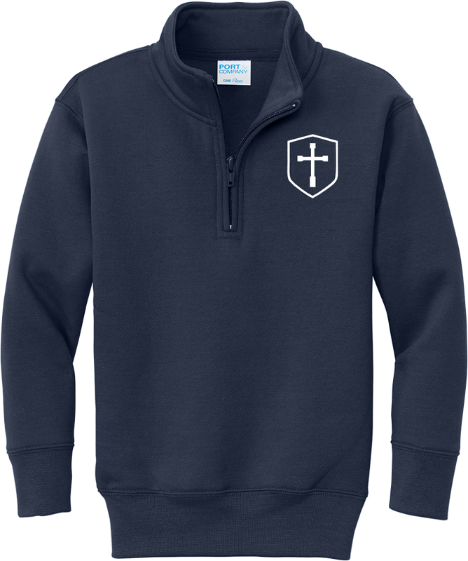 1/4 Zip Navy Fleece with White Shield